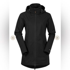Kerrit’s Lightweight Equestrian Rain Jacket, Black, removable hood, XL, zip tail